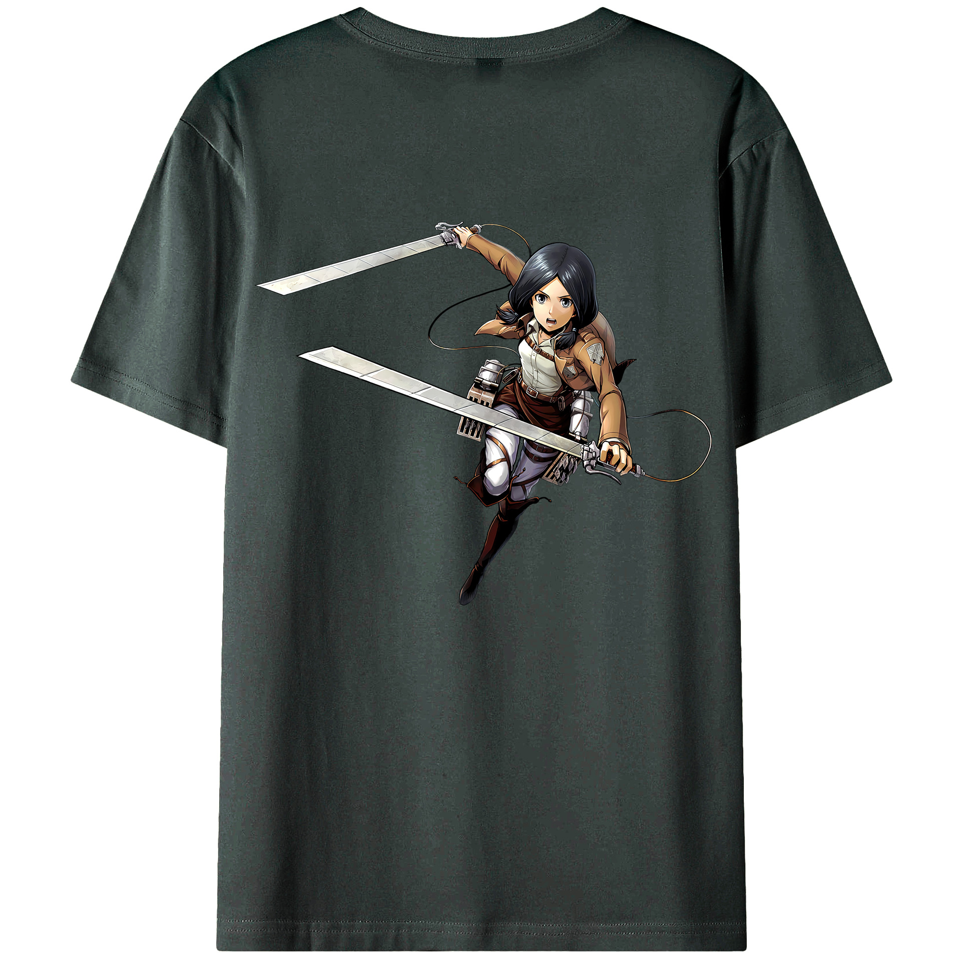 （画像用） 進撃の巨人 ミカサ·アッカーマン Attack on Titan Mikasa Ackerman 綿100％ メンズ半袖Tシャツ（バックプリント） 通気性